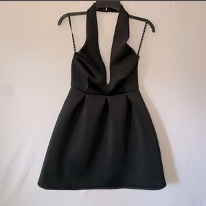 Black Mini Halter Flared dress • Missguided 🎥